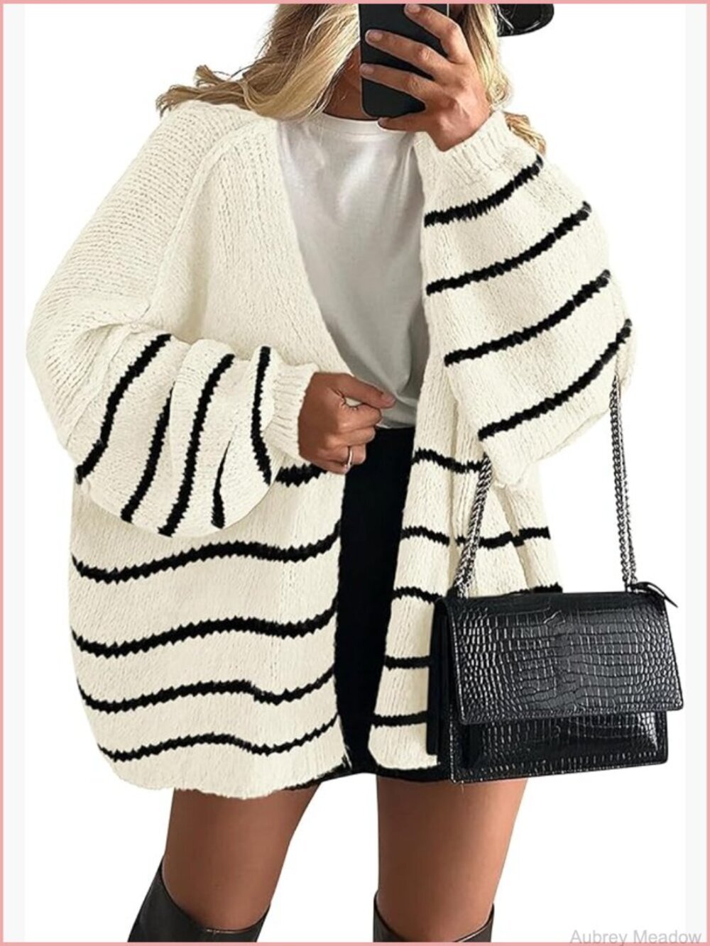 Oversized Long Lantern Sleeve Knit Open Front Cardigan Sweater Lightweight